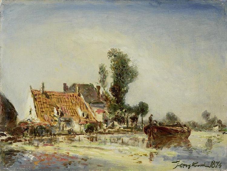 Johan Barthold Jongkind Houses along a Canal near Crooswijk Germany oil painting art